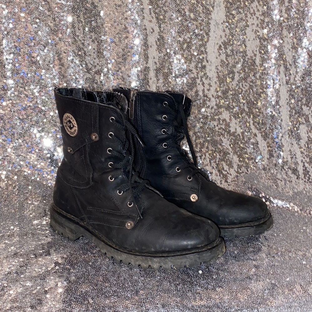 Harley Davidson Leather Zipper Boots Genuine